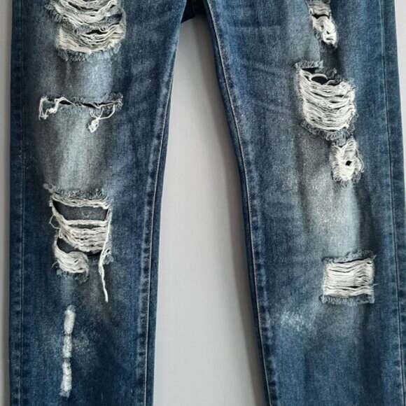 ZARA Basic Heritage Denim Distressed Medium Wash Jeans Sz 10 Flawed - Picture 5 of 16